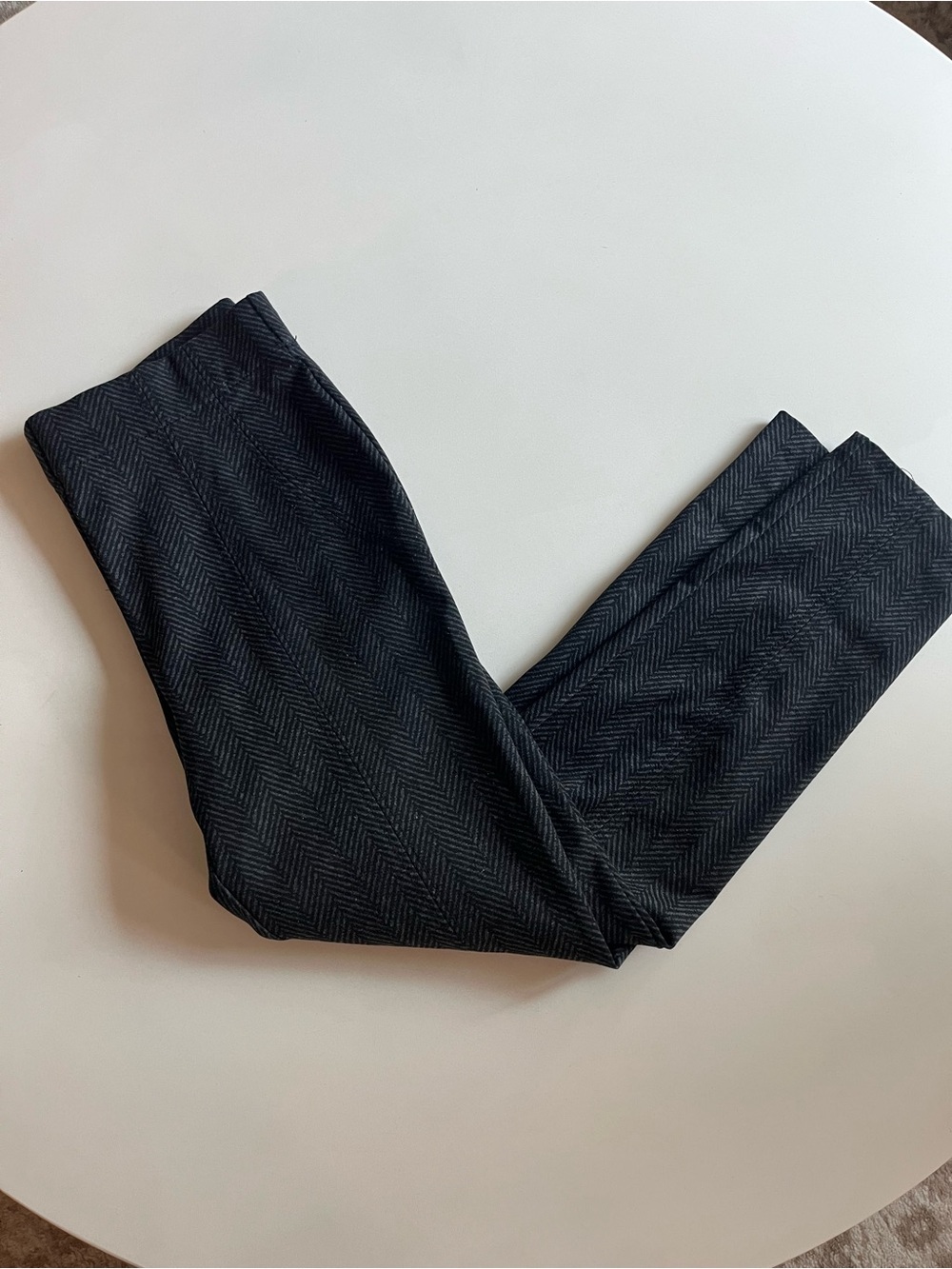 Thalian Black Herringbone Dress Pants, Skinny Leg, Size Medium